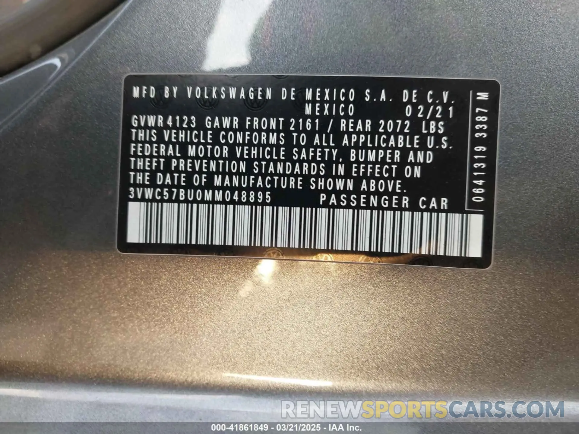 9 fotografías del automóvil dañado 3VWC57BU0MM048895 VOLKSWAGEN JETTA 2021