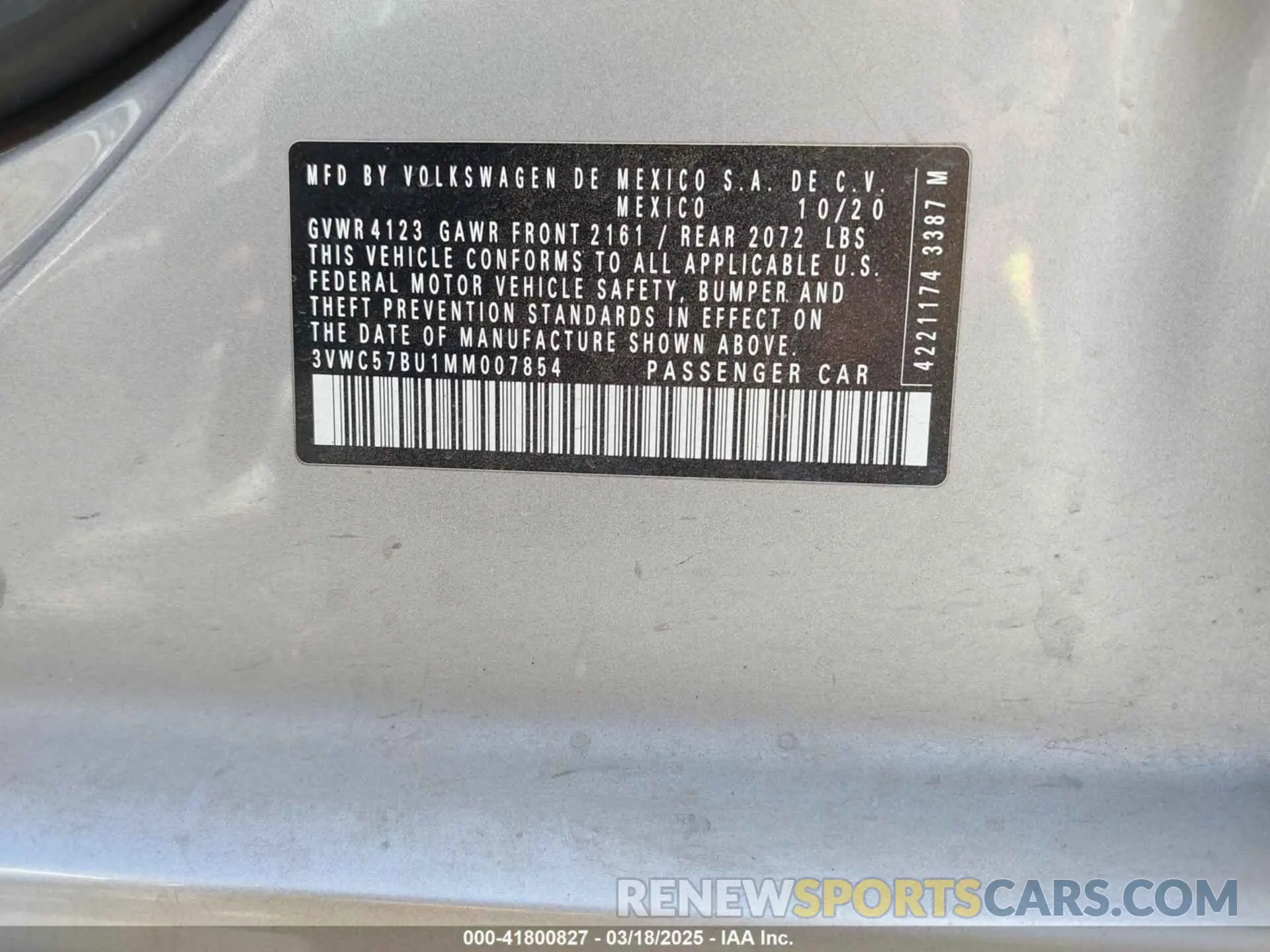 9 fotografías del automóvil dañado 3VWC57BU1MM007854 VOLKSWAGEN JETTA 2021