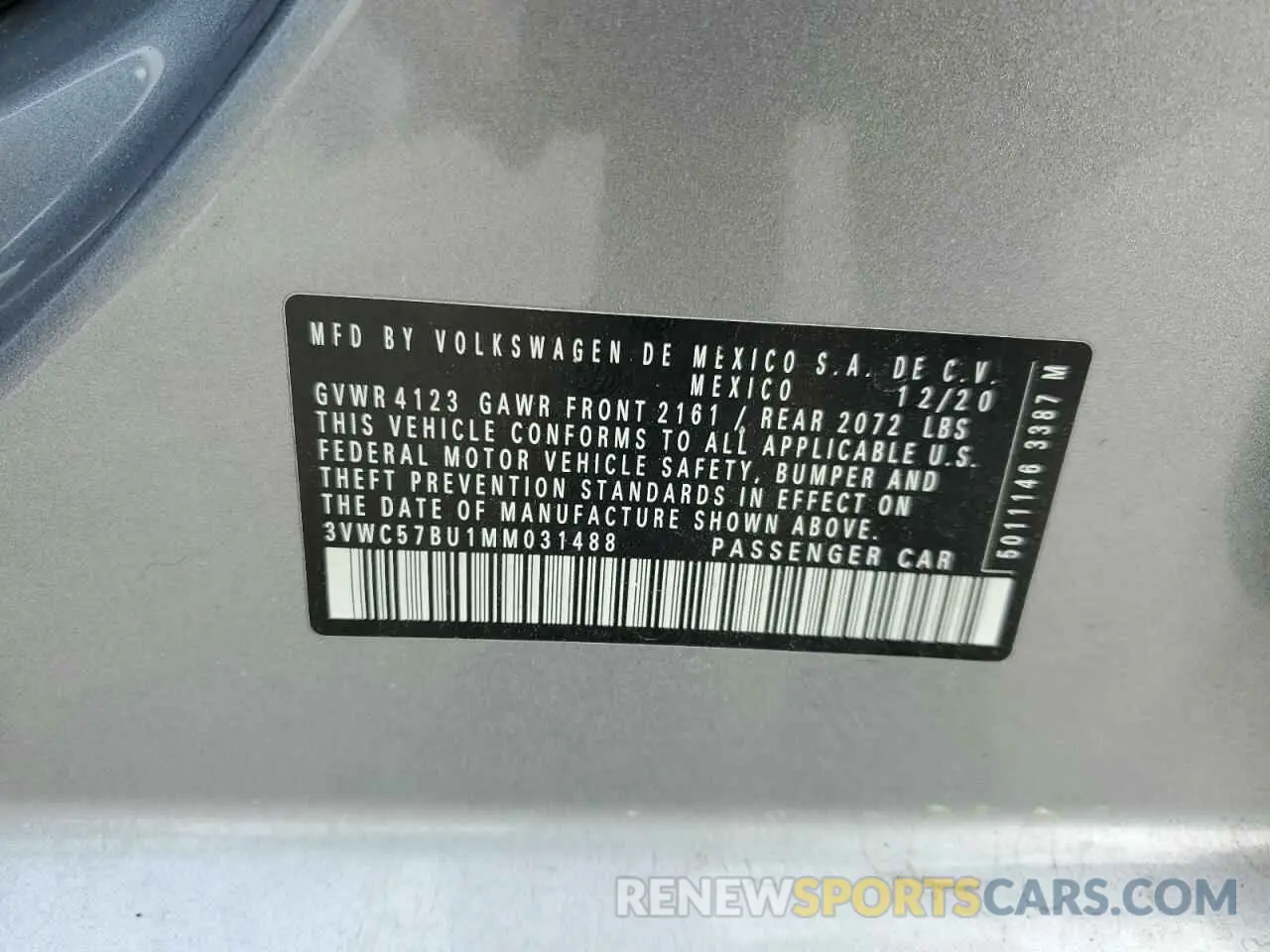 12 fotografías del automóvil dañado 3VWC57BU1MM031488 VOLKSWAGEN JETTA 2021