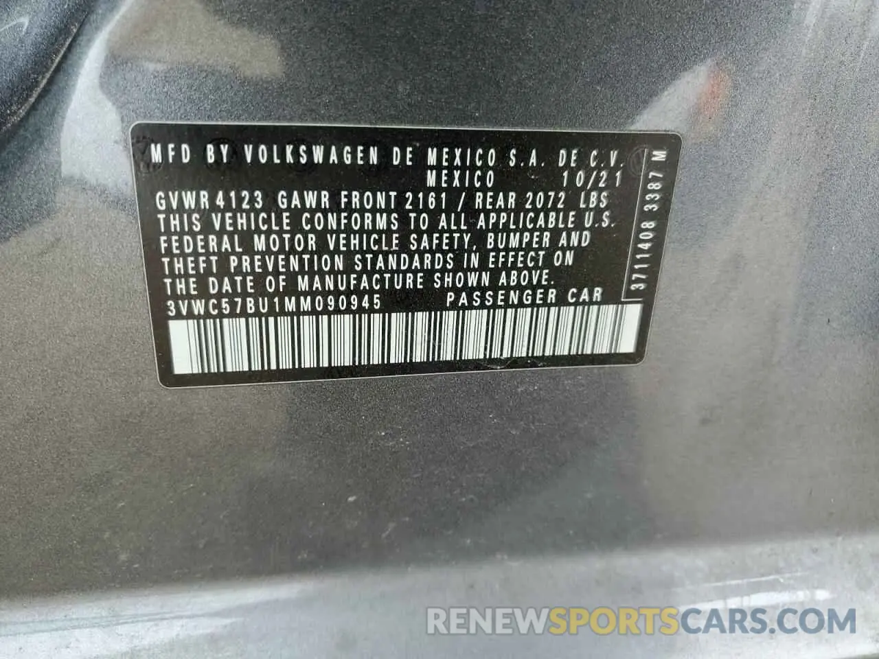 12 fotografías del automóvil dañado 3VWC57BU1MM090945 VOLKSWAGEN JETTA 2021
