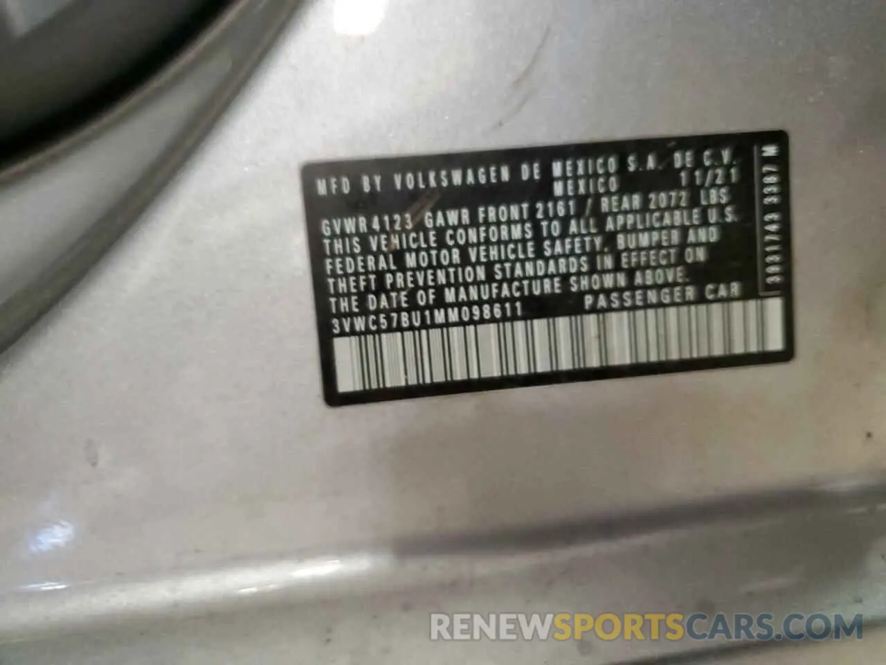 12 fotografías del automóvil dañado 3VWC57BU1MM098611 VOLKSWAGEN JETTA 2021