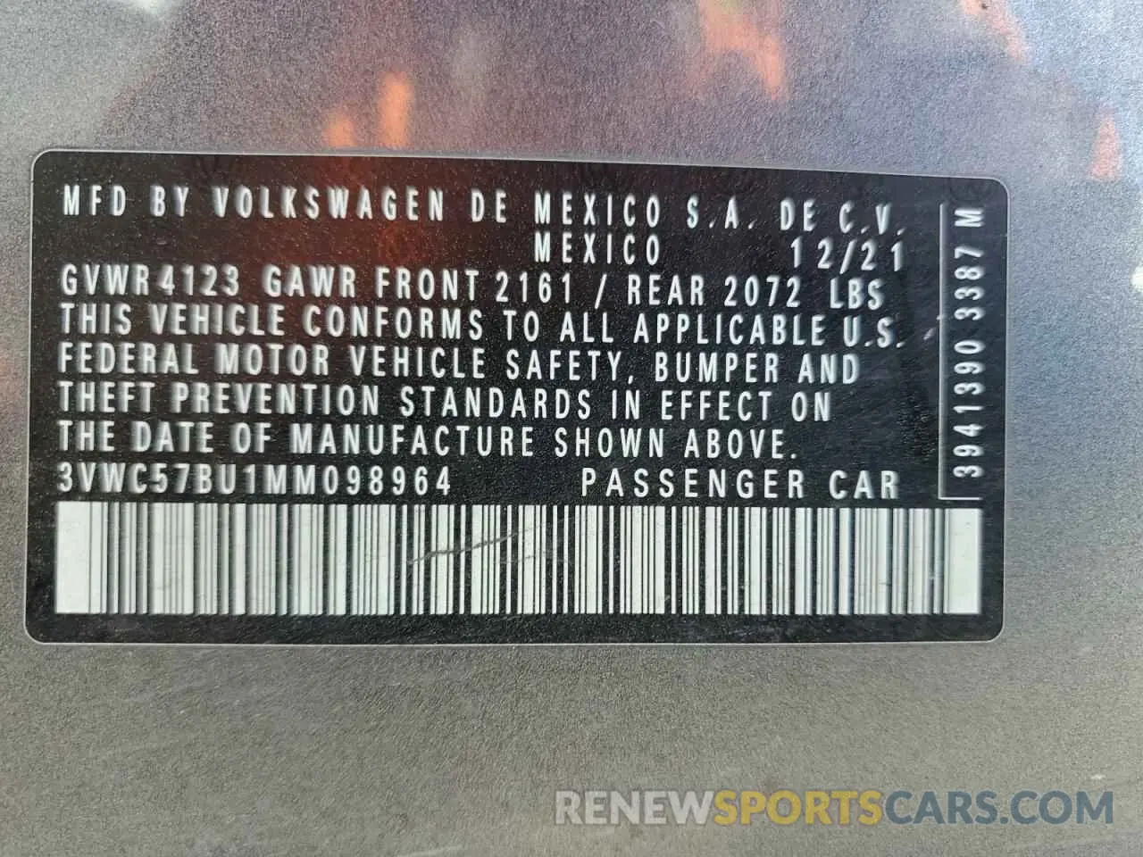 12 fotografías del automóvil dañado 3VWC57BU1MM098964 VOLKSWAGEN JETTA 2021