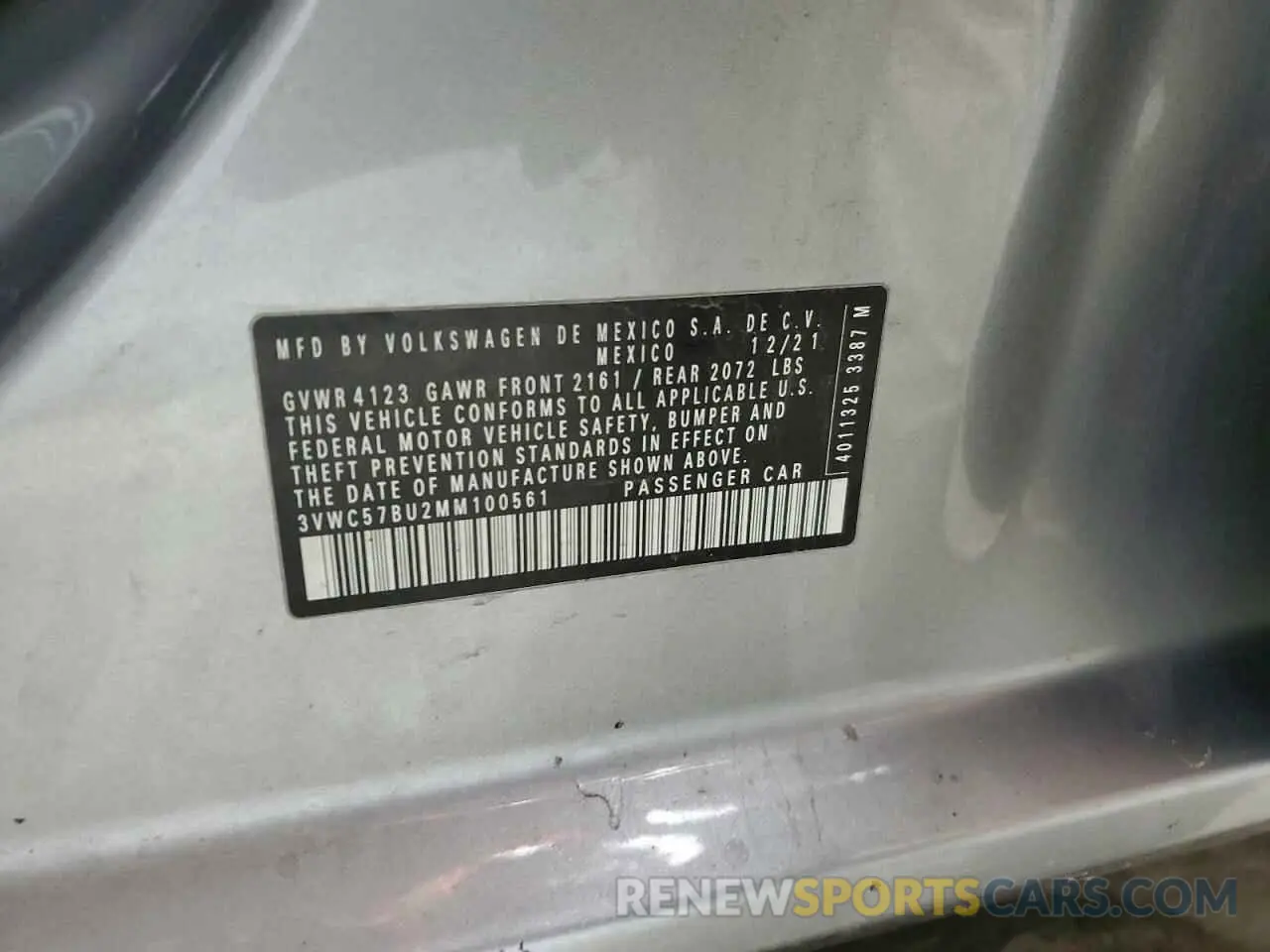 12 fotografías del automóvil dañado 3VWC57BU2MM100561 VOLKSWAGEN JETTA 2021