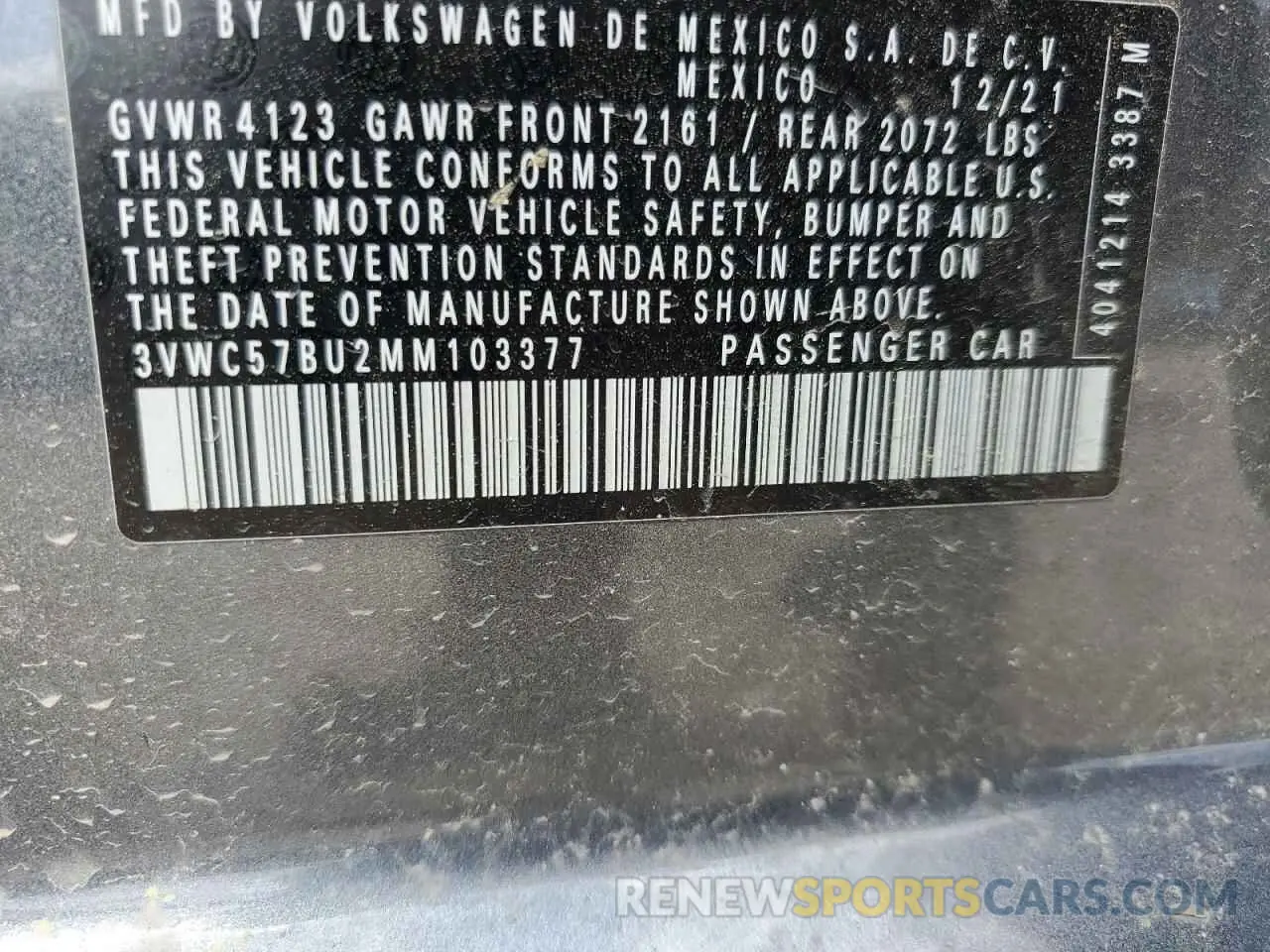 15 fotografías del automóvil dañado 3VWC57BU2MM103377 VOLKSWAGEN JETTA 2021