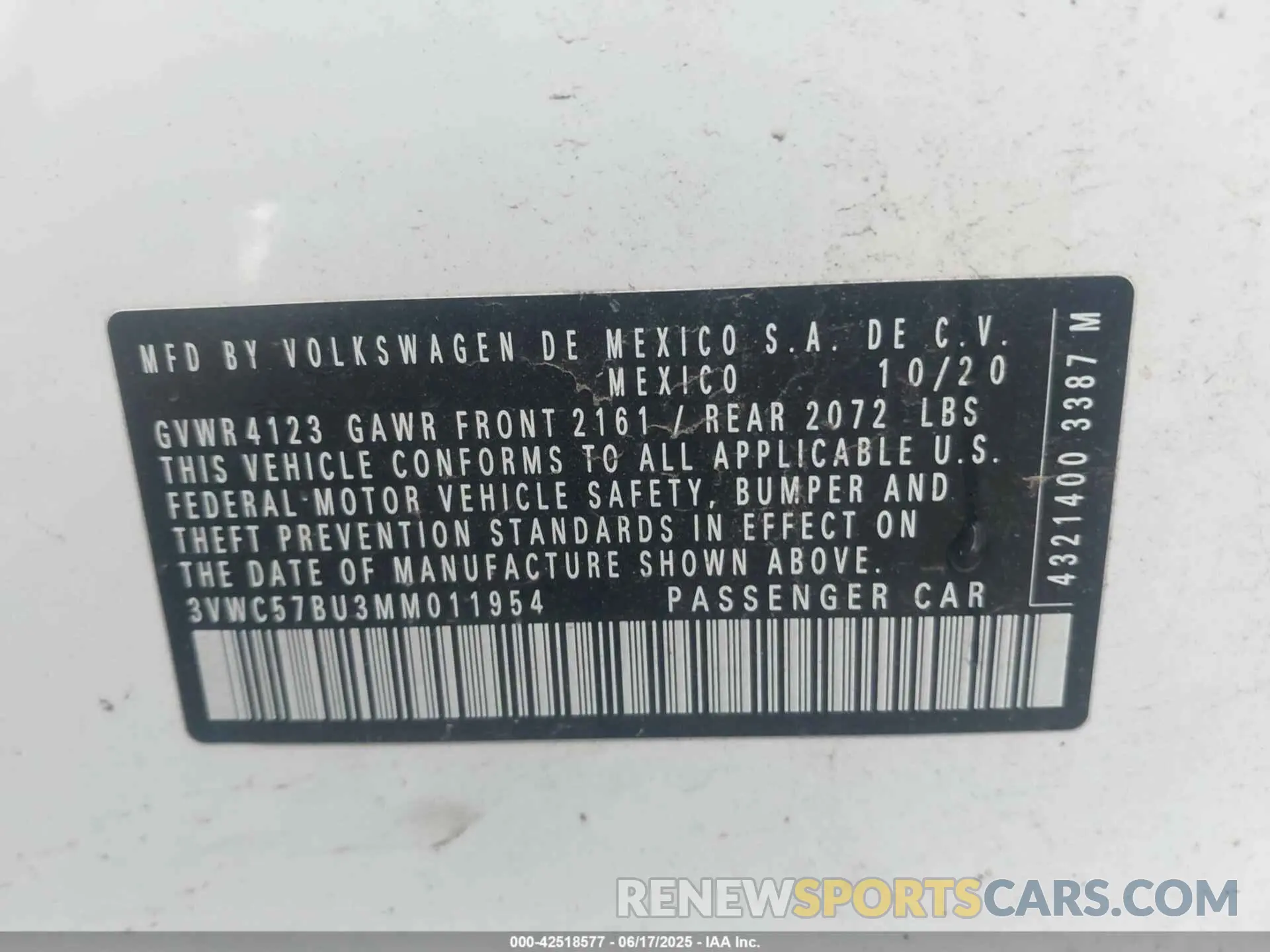 9 fotografías del automóvil dañado 3VWC57BU3MM011954 VOLKSWAGEN JETTA 2021