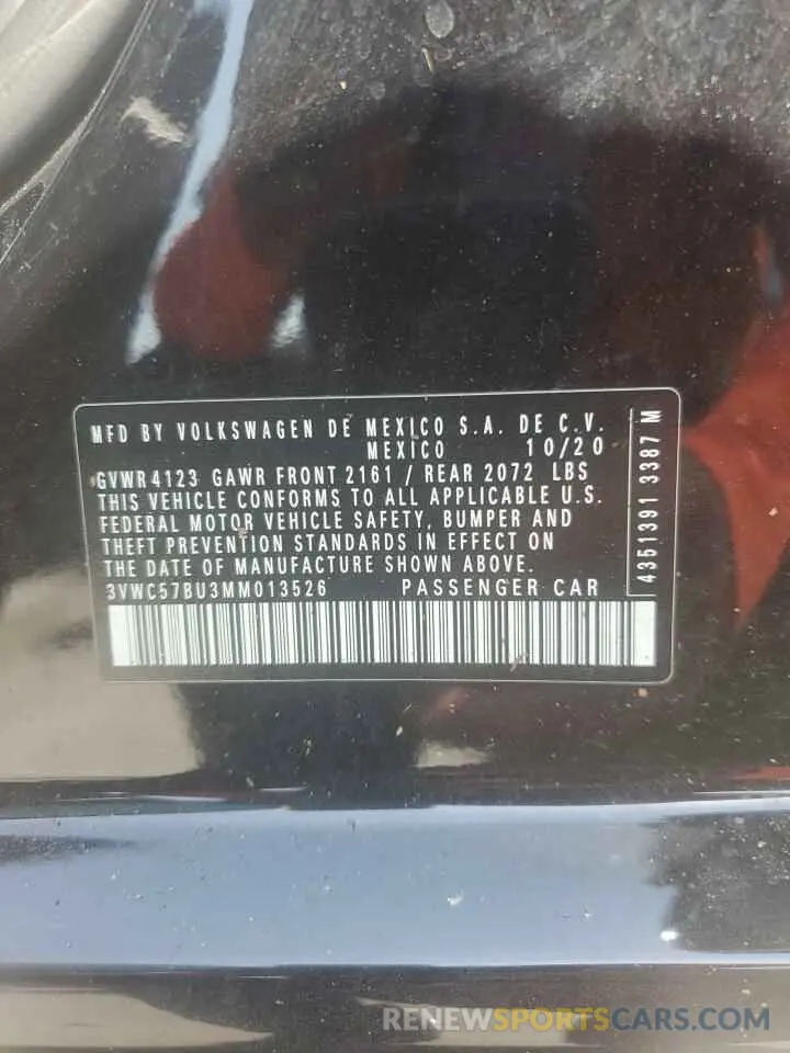 12 fotografías del automóvil dañado 3VWC57BU3MM013526 VOLKSWAGEN JETTA 2021