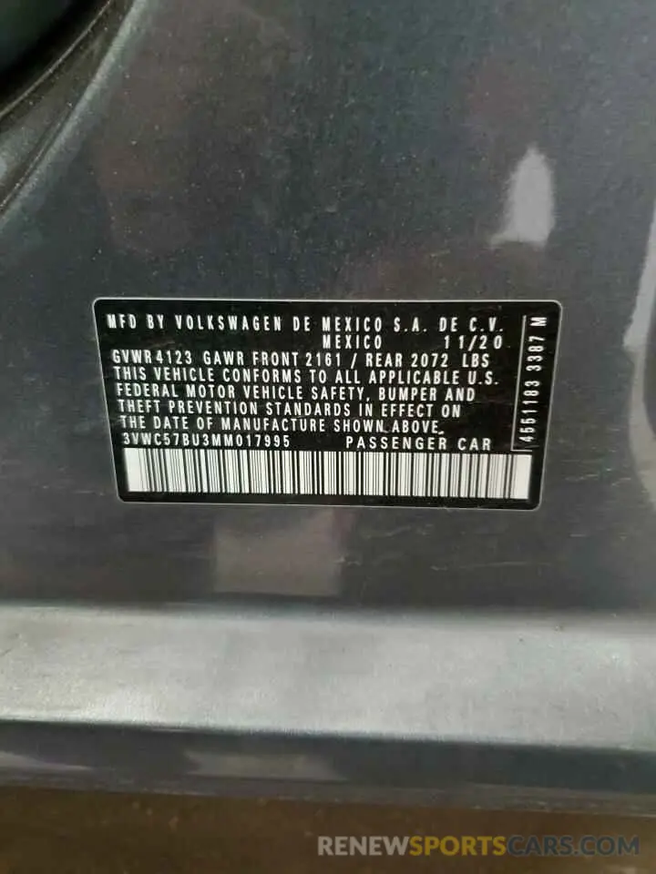 12 fotografías del automóvil dañado 3VWC57BU3MM017995 VOLKSWAGEN JETTA 2021