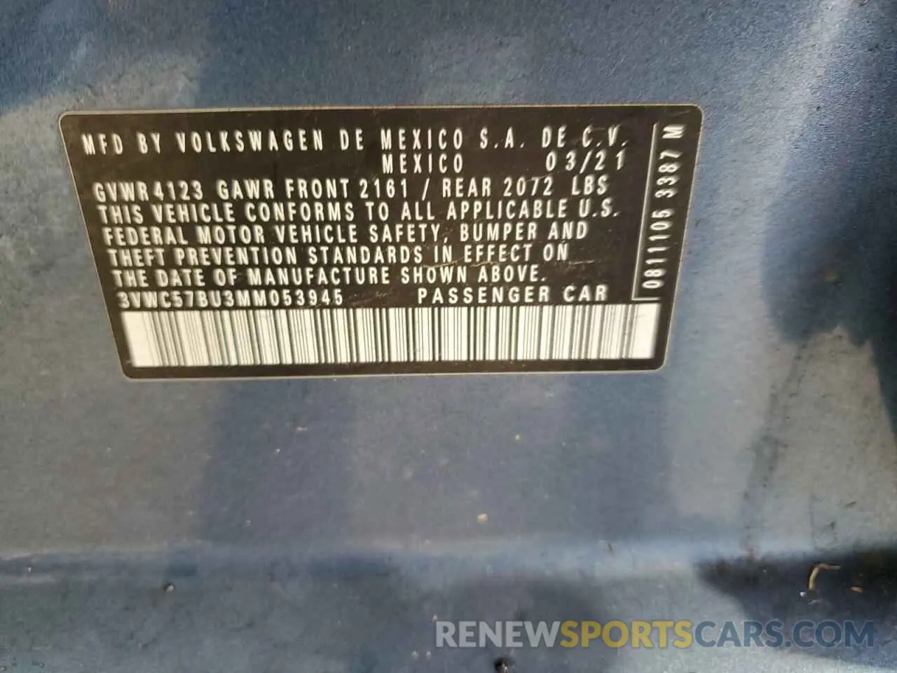 12 fotografías del automóvil dañado 3VWC57BU3MM053945 VOLKSWAGEN JETTA 2021