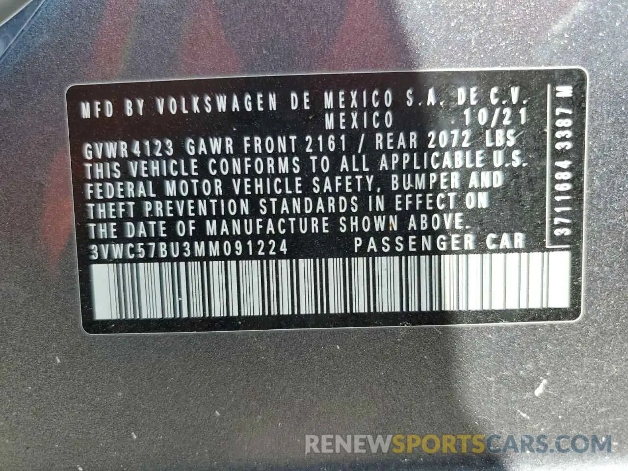 12 fotografías del automóvil dañado 3VWC57BU3MM091224 VOLKSWAGEN JETTA 2021
