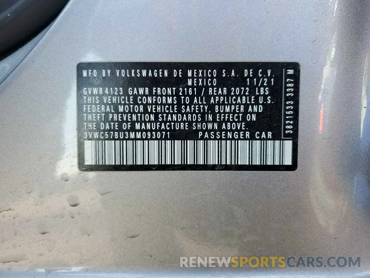 12 fotografías del automóvil dañado 3VWC57BU3MM093071 VOLKSWAGEN JETTA 2021