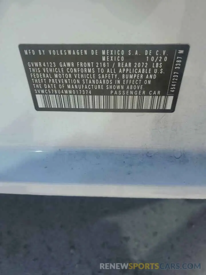 14 fotografías del automóvil dañado 3VWC57BU4MM017374 VOLKSWAGEN JETTA 2021