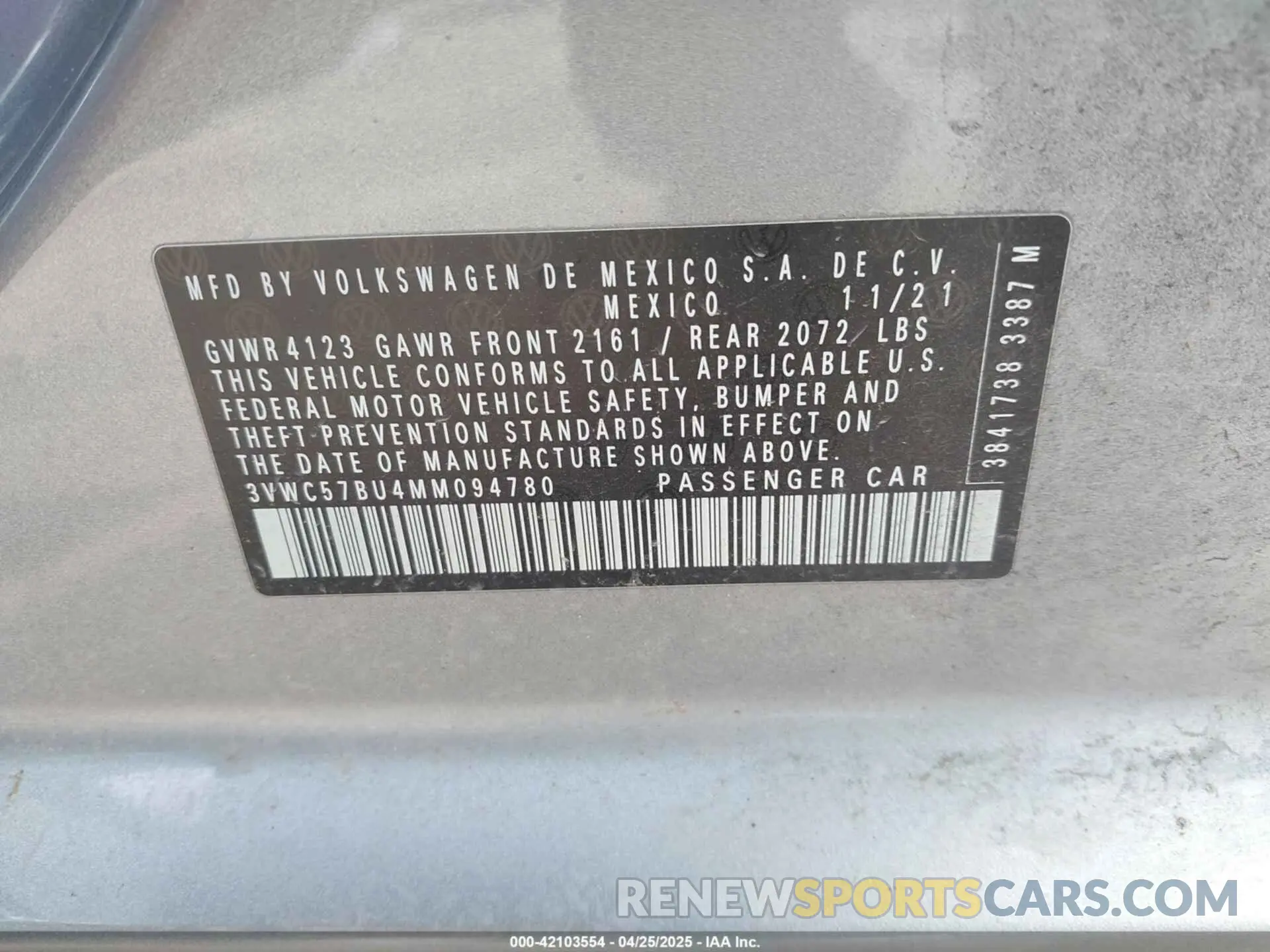 9 fotografías del automóvil dañado 3VWC57BU4MM094780 VOLKSWAGEN JETTA 2021