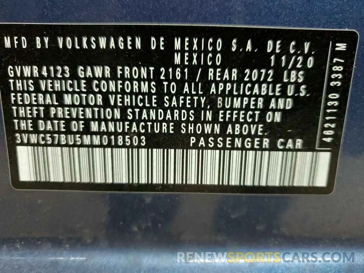 12 fotografías del automóvil dañado 3VWC57BU5MM018503 VOLKSWAGEN JETTA 2021