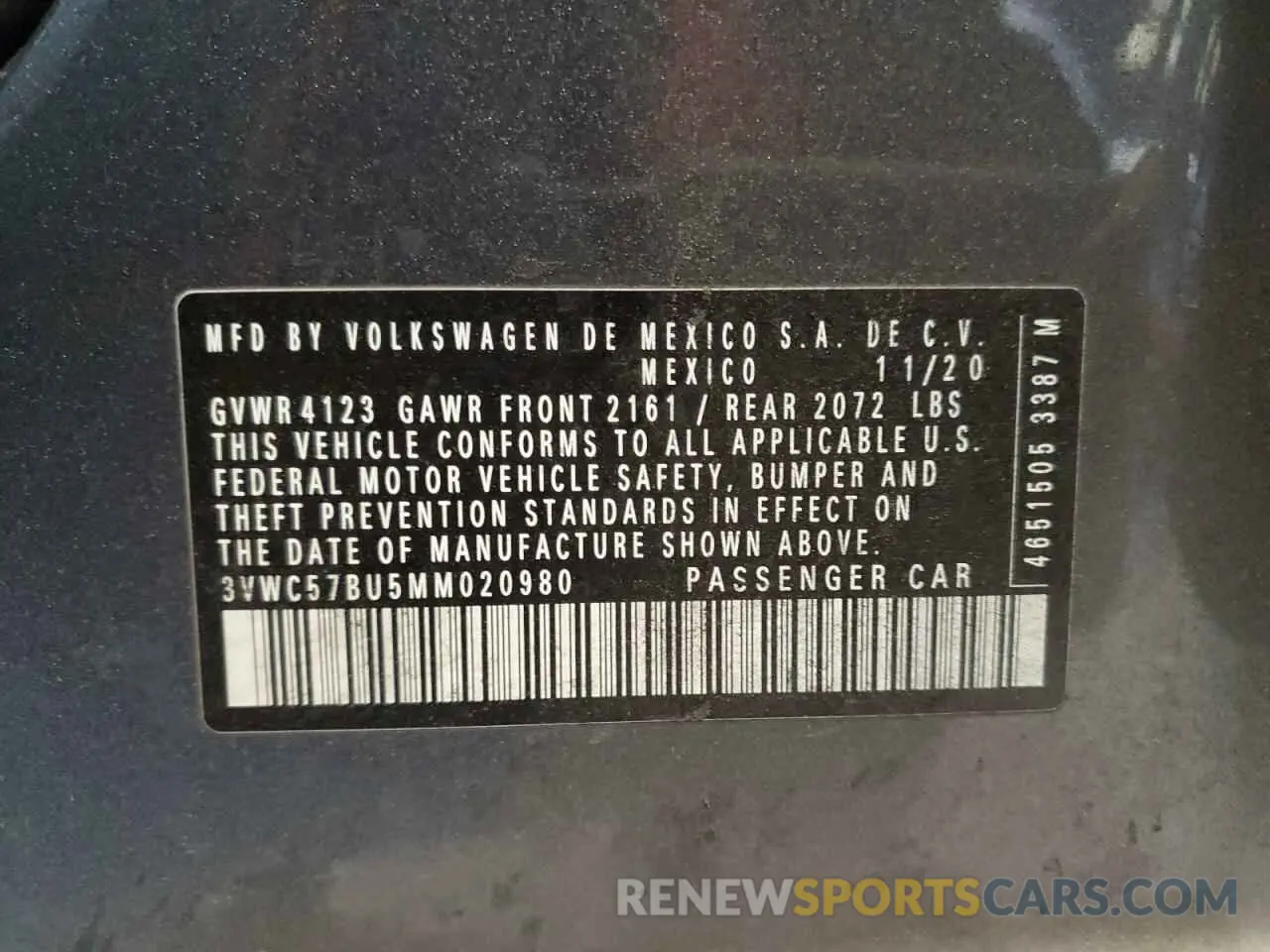 12 fotografías del automóvil dañado 3VWC57BU5MM020980 VOLKSWAGEN JETTA 2021