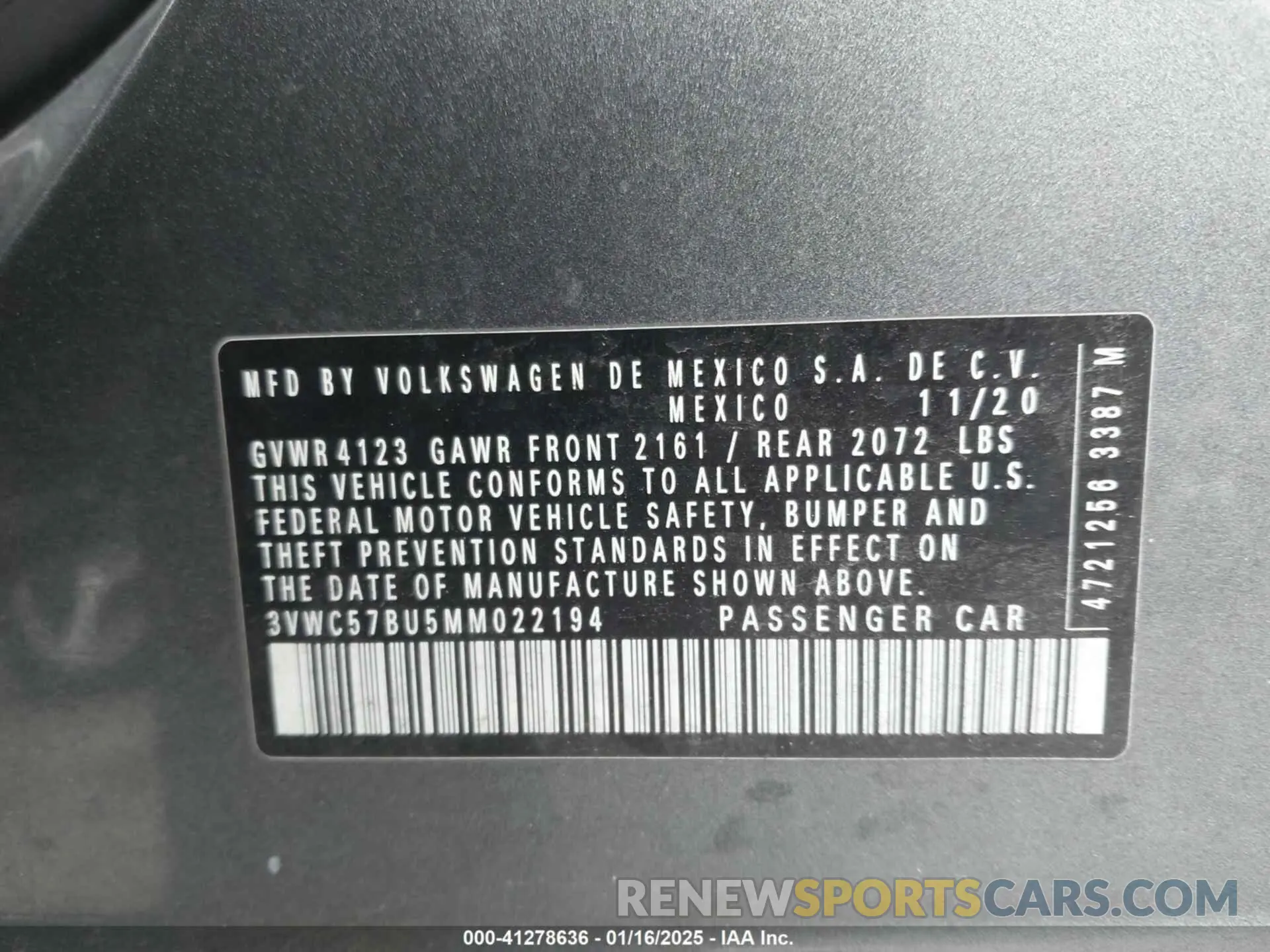9 fotografías del automóvil dañado 3VWC57BU5MM022194 VOLKSWAGEN JETTA 2021