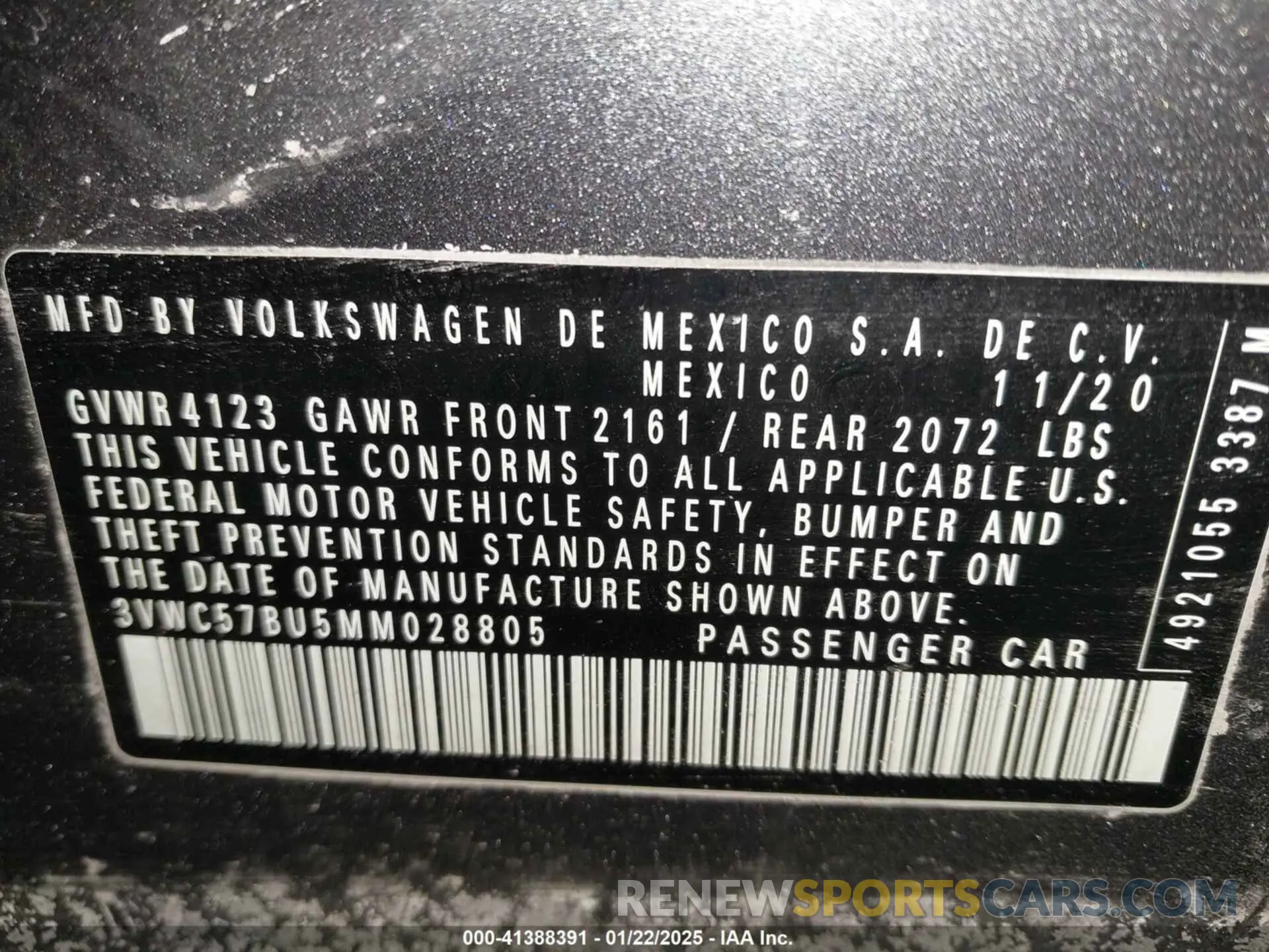 9 fotografías del automóvil dañado 3VWC57BU5MM028805 VOLKSWAGEN JETTA 2021