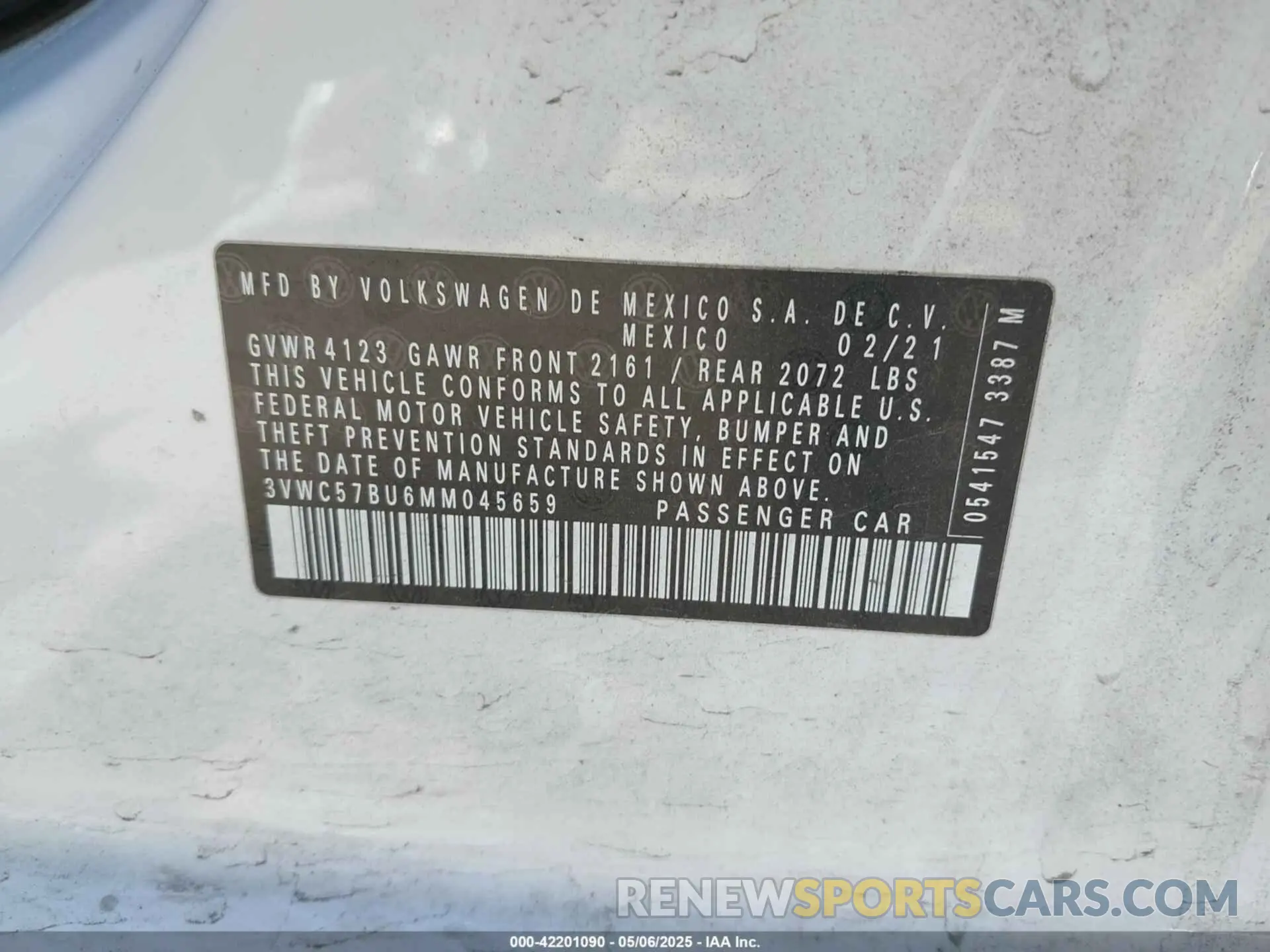 9 fotografías del automóvil dañado 3VWC57BU6MM045659 VOLKSWAGEN JETTA 2021