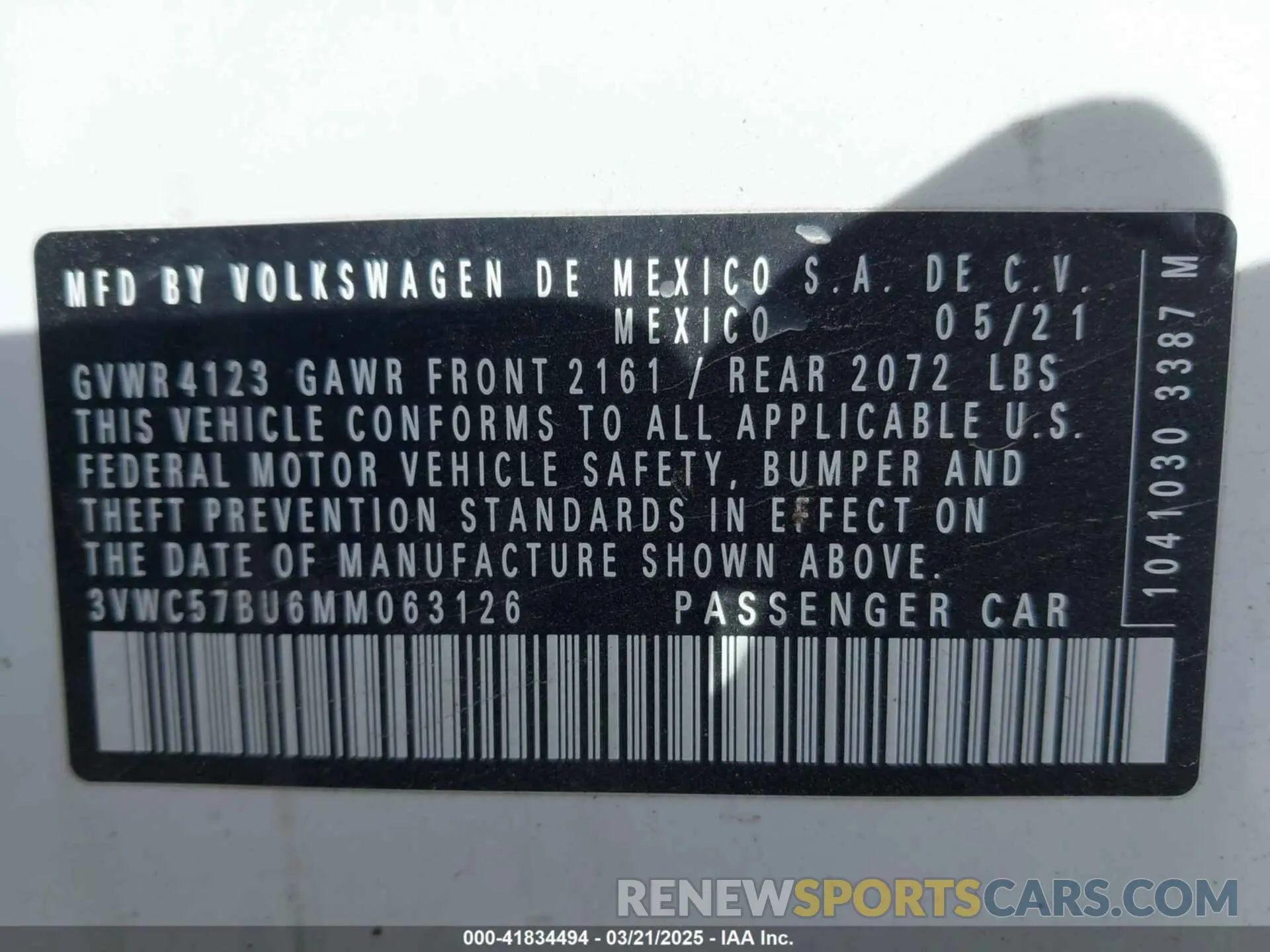 9 fotografías del automóvil dañado 3VWC57BU6MM063126 VOLKSWAGEN JETTA 2021