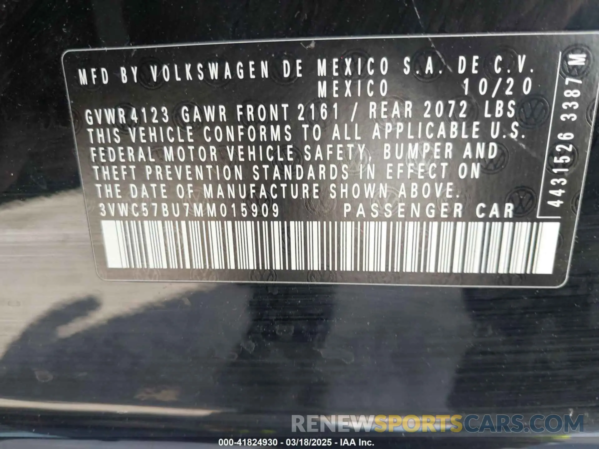 9 fotografías del automóvil dañado 3VWC57BU7MM015909 VOLKSWAGEN JETTA 2021