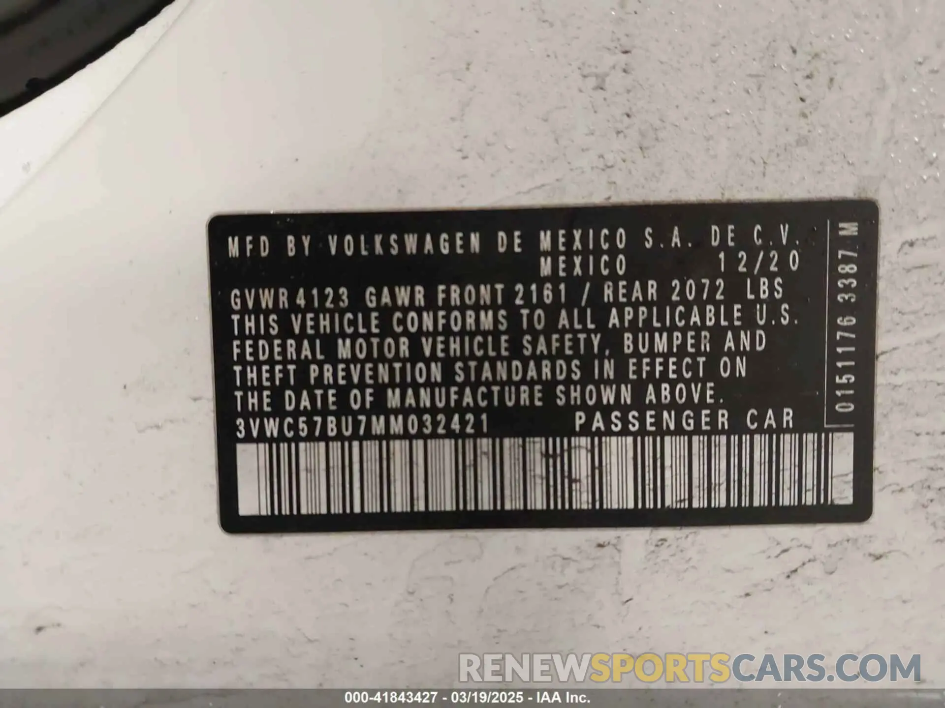 9 fotografías del automóvil dañado 3VWC57BU7MM032421 VOLKSWAGEN JETTA 2021