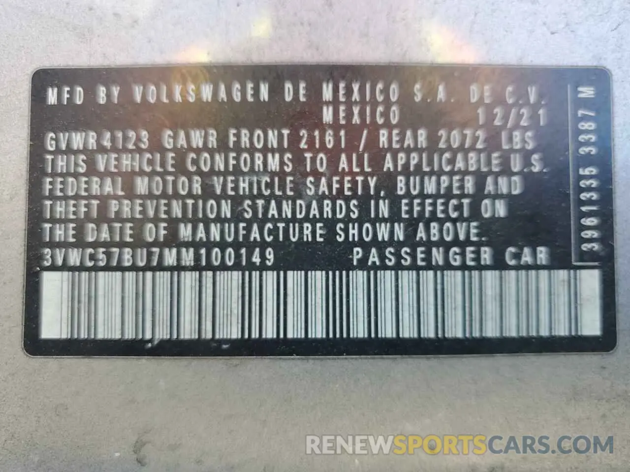 12 fotografías del automóvil dañado 3VWC57BU7MM100149 VOLKSWAGEN JETTA 2021