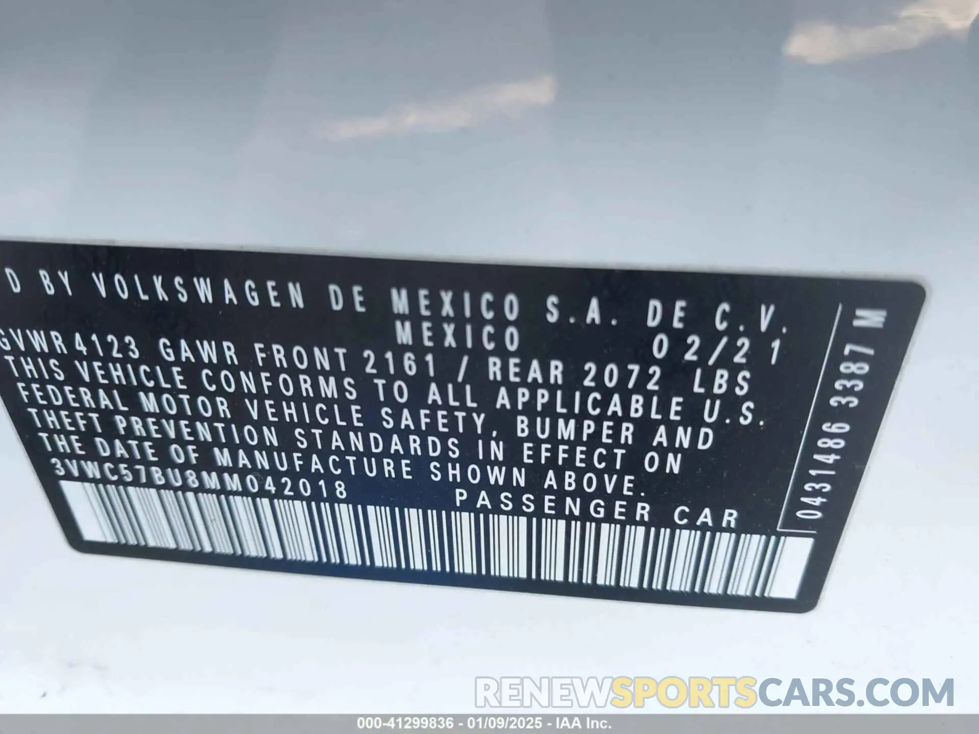 9 fotografías del automóvil dañado 3VWC57BU8MM042018 VOLKSWAGEN JETTA 2021