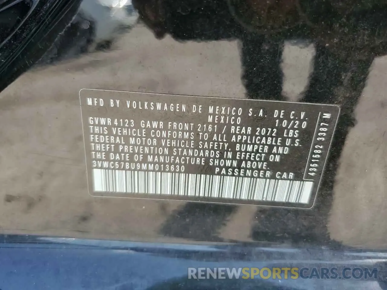 12 fotografías del automóvil dañado 3VWC57BU9MM013630 VOLKSWAGEN JETTA 2021