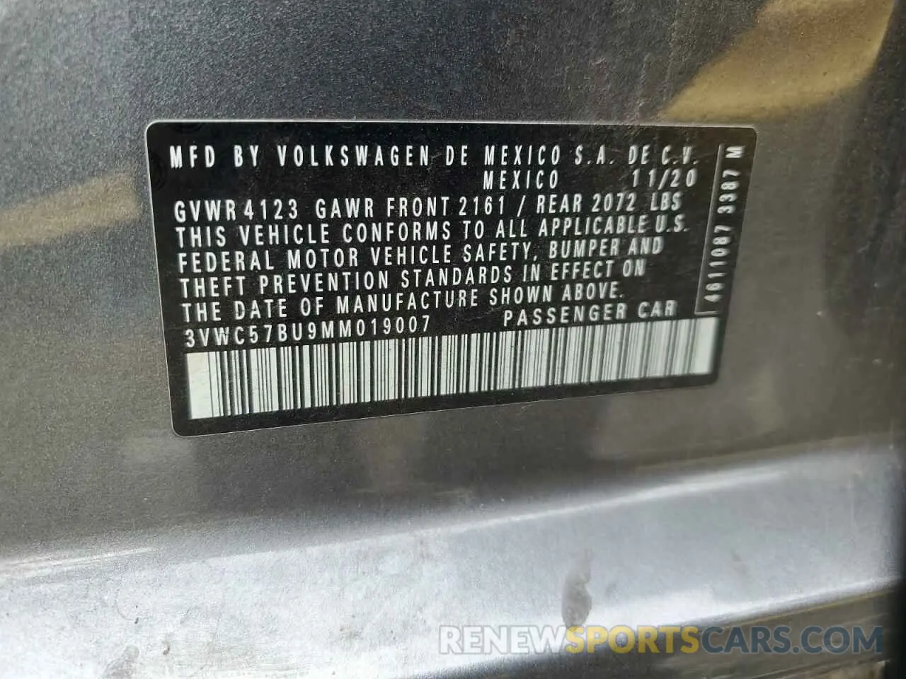 12 fotografías del automóvil dañado 3VWC57BU9MM019007 VOLKSWAGEN JETTA 2021