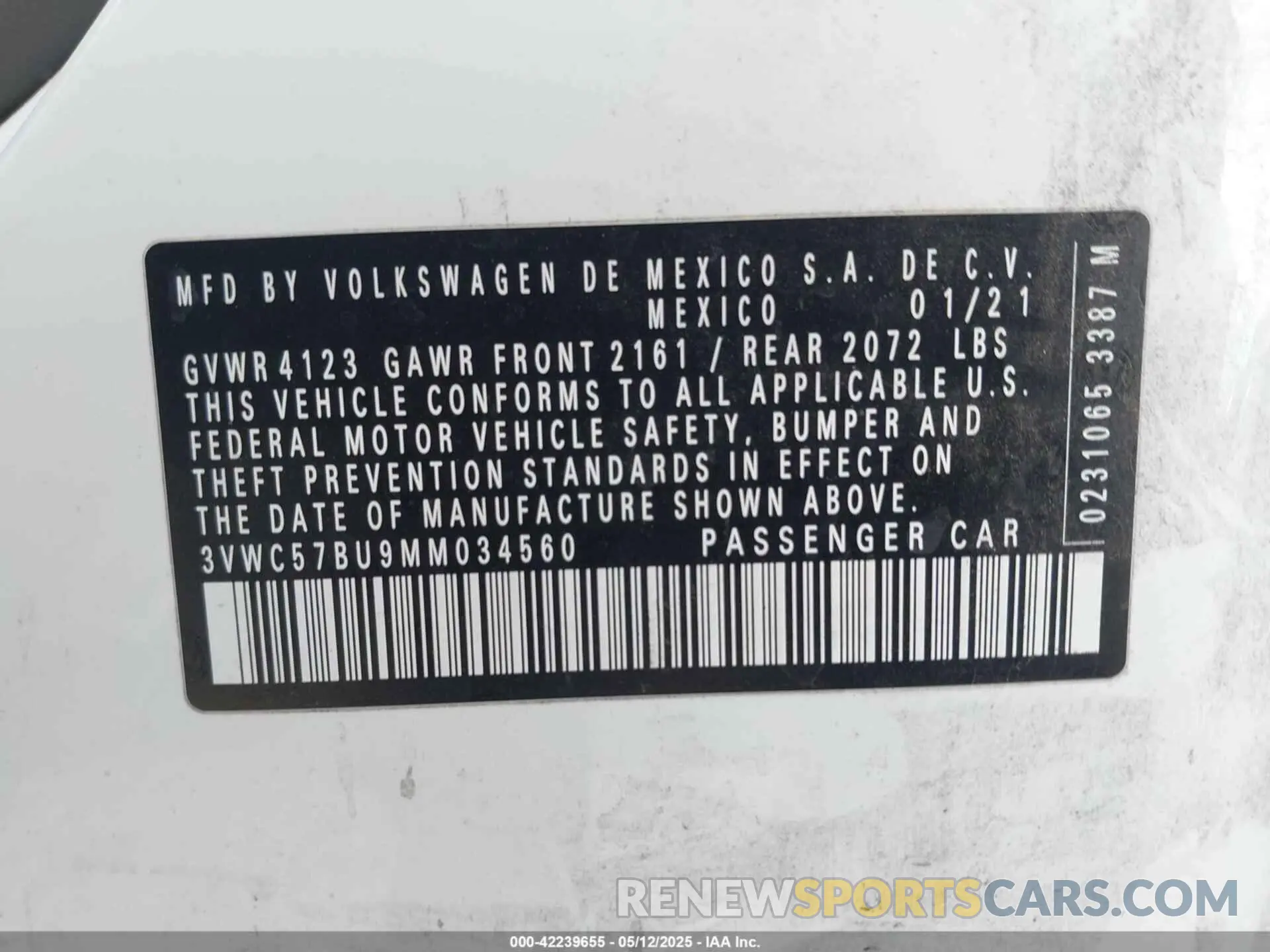 9 fotografías del automóvil dañado 3VWC57BU9MM034560 VOLKSWAGEN JETTA 2021