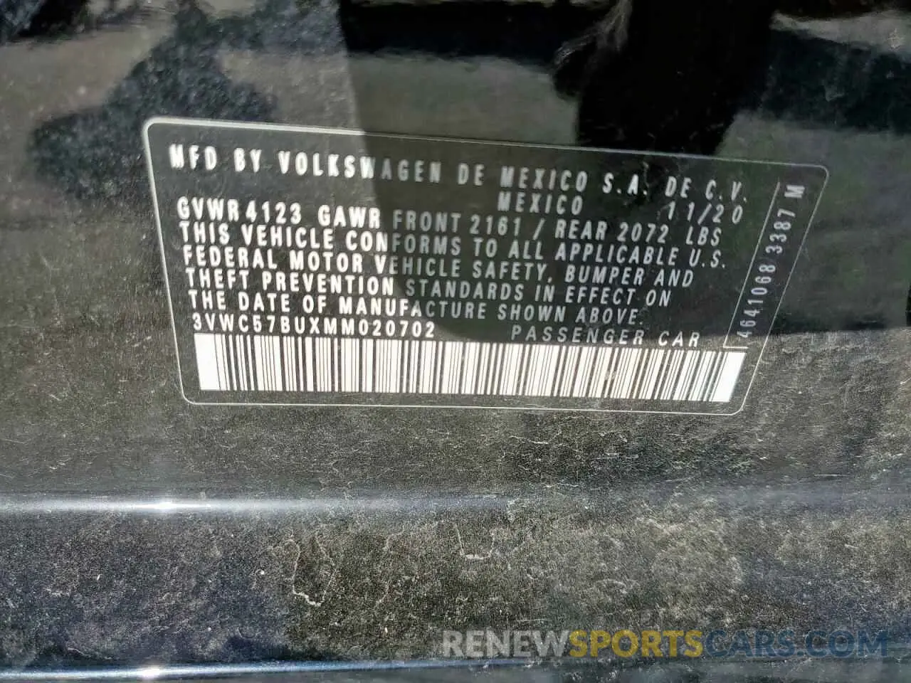 12 fotografías del automóvil dañado 3VWC57BUXMM020702 VOLKSWAGEN JETTA 2021