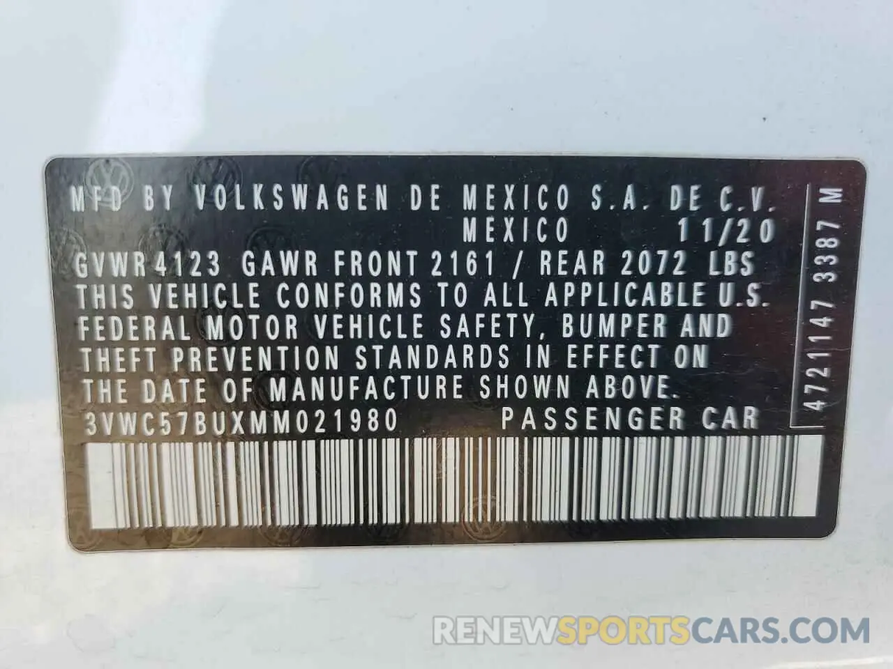 14 fotografías del automóvil dañado 3VWC57BUXMM021980 VOLKSWAGEN JETTA 2021