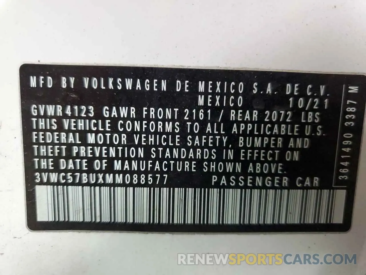 12 fotografías del automóvil dañado 3VWC57BUXMM088577 VOLKSWAGEN JETTA 2021
