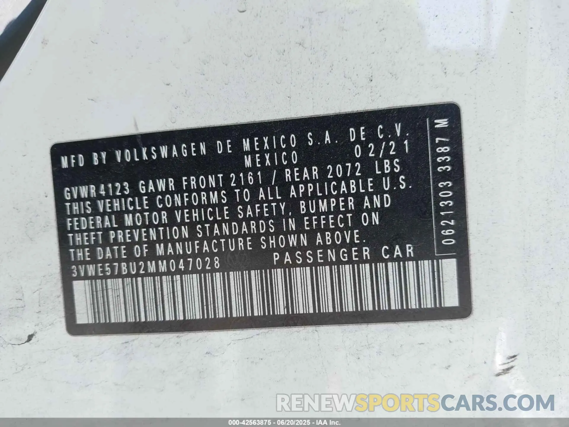 9 fotografías del automóvil dañado 3VWE57BU2MM047028 VOLKSWAGEN JETTA 2021