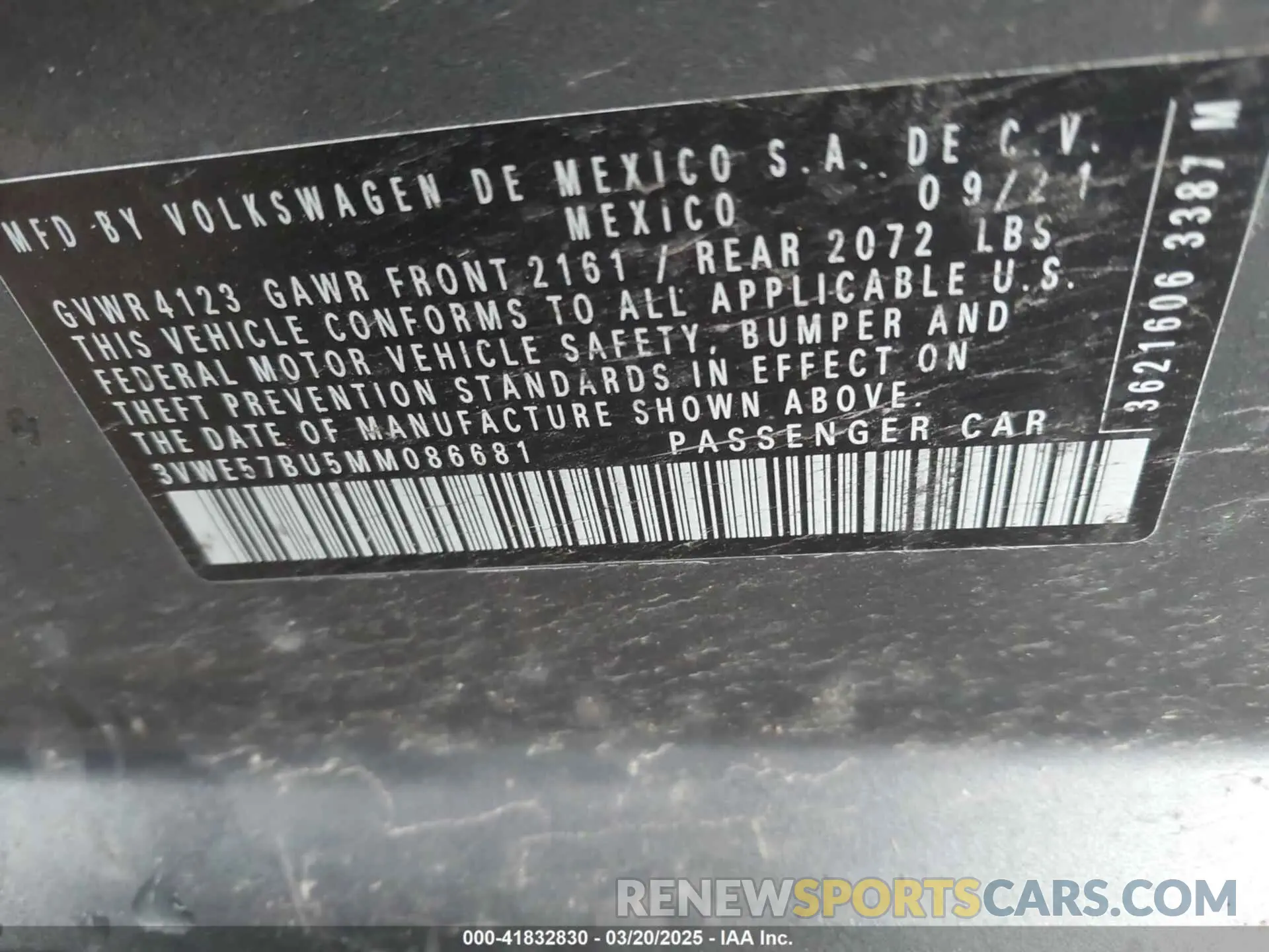 9 fotografías del automóvil dañado 3VWE57BU5MM086681 VOLKSWAGEN JETTA 2021
