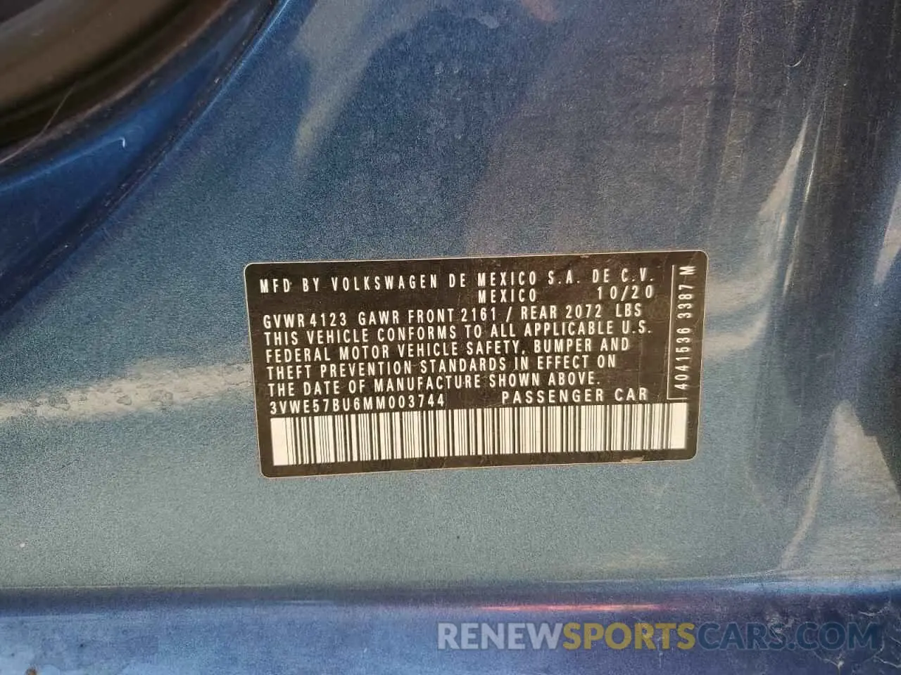12 fotografías del automóvil dañado 3VWE57BU6MM003744 VOLKSWAGEN JETTA 2021