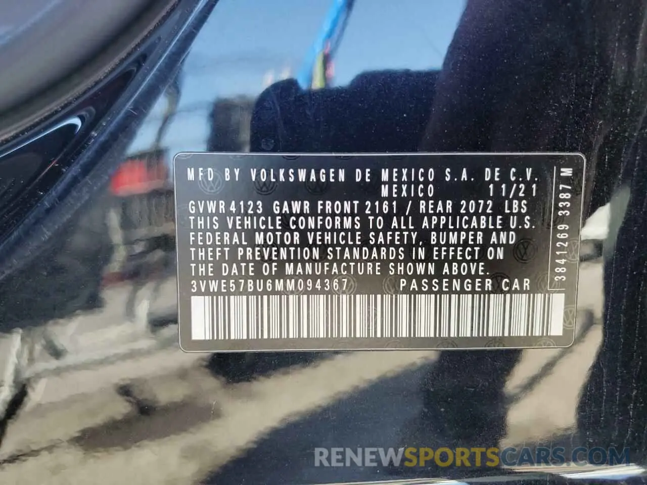 12 fotografías del automóvil dañado 3VWE57BU6MM094367 VOLKSWAGEN JETTA 2021