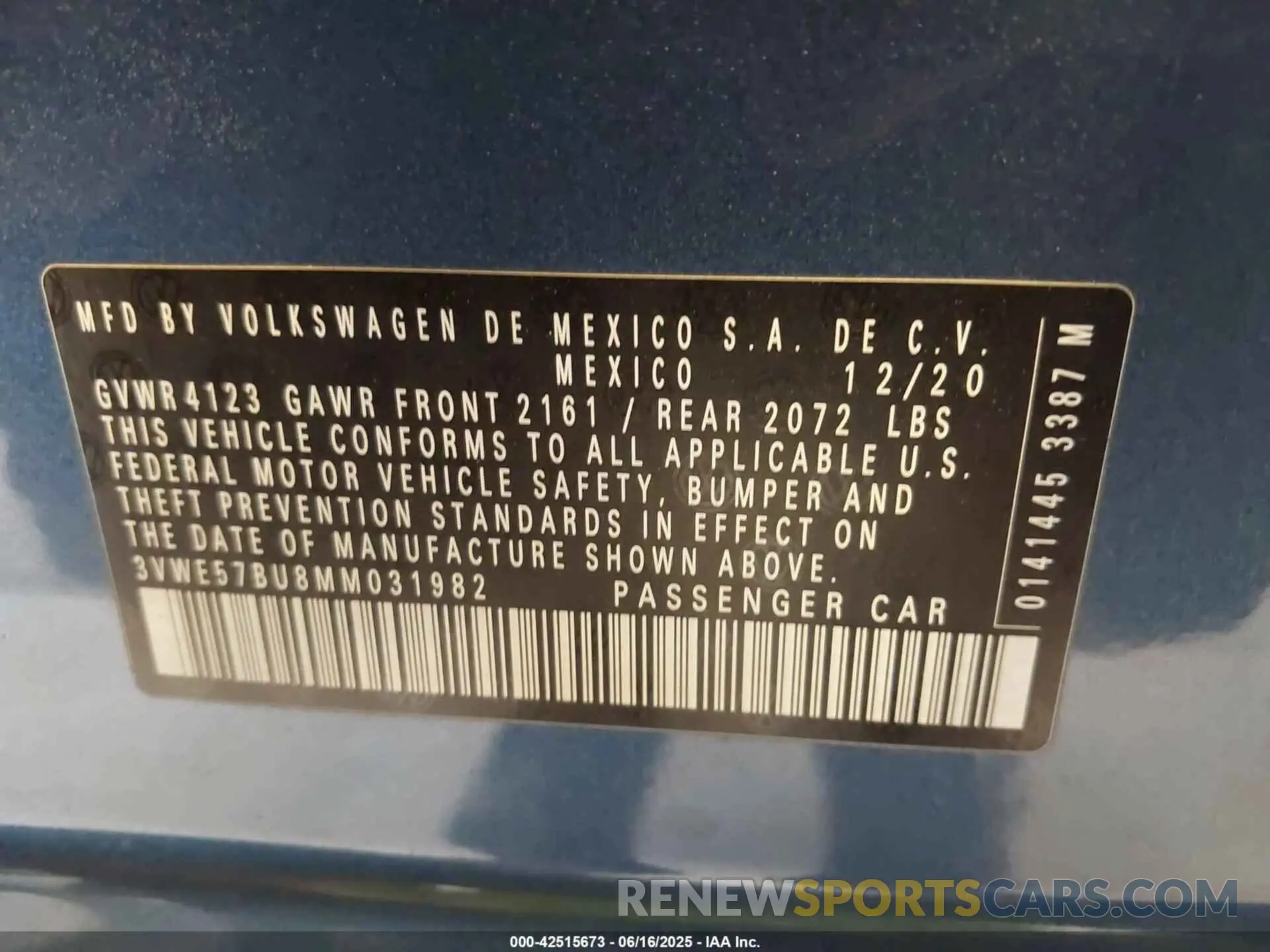 9 fotografías del automóvil dañado 3VWE57BU8MM031982 VOLKSWAGEN JETTA 2021