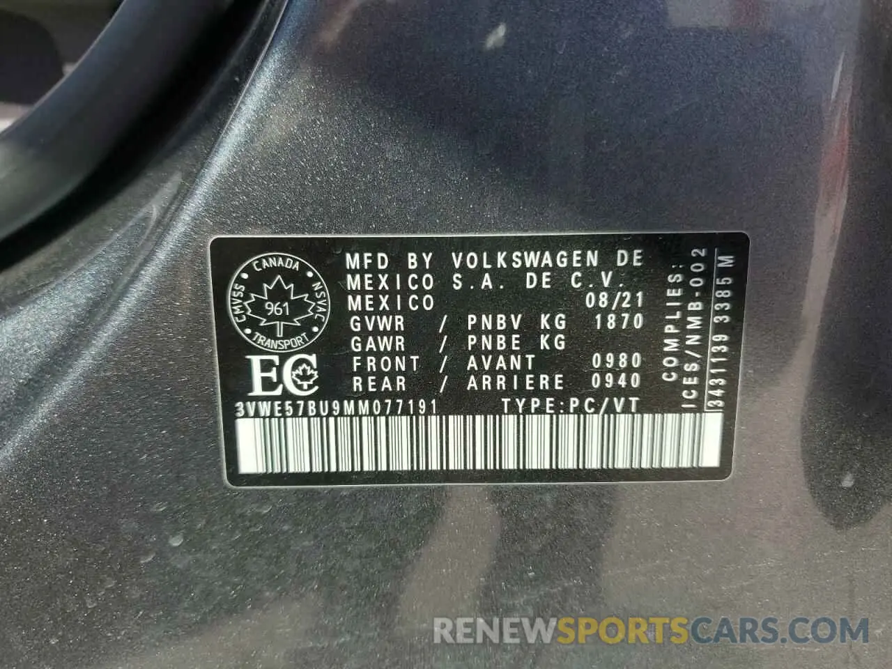13 fotografías del automóvil dañado 3VWE57BU9MM077191 VOLKSWAGEN JETTA 2021