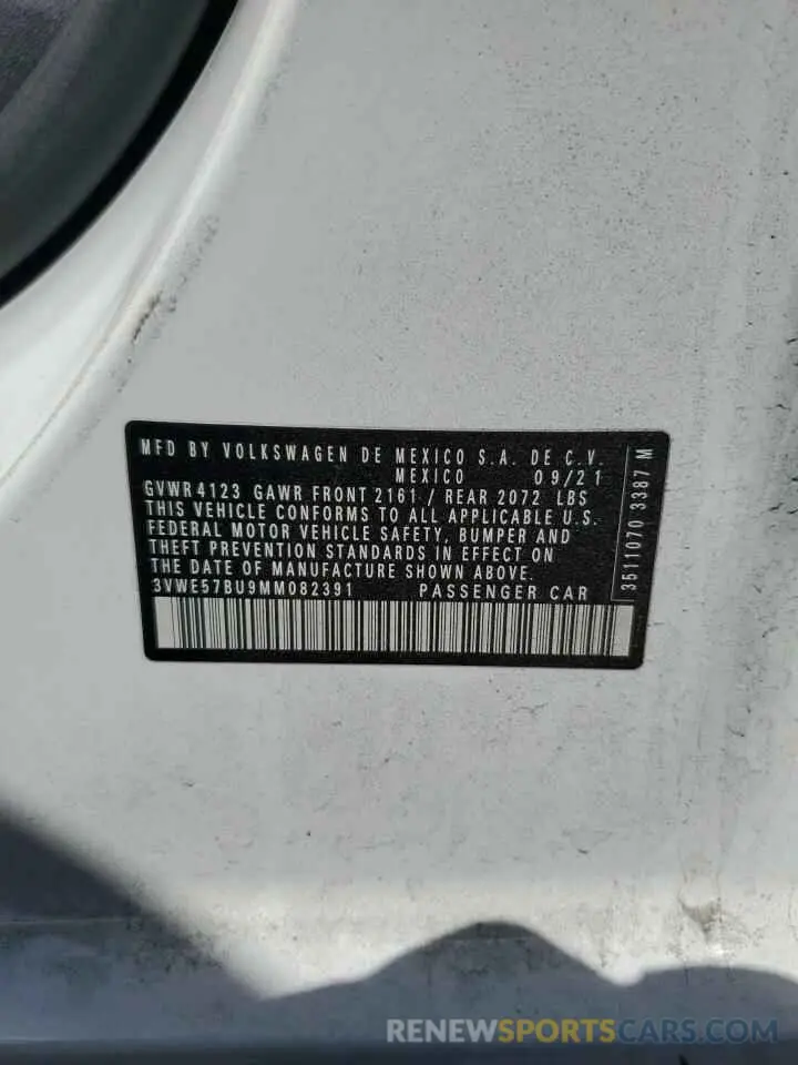 12 fotografías del automóvil dañado 3VWE57BU9MM082391 VOLKSWAGEN JETTA 2021