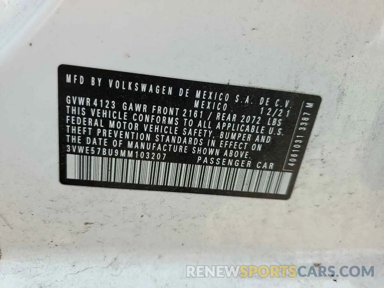13 fotografías del automóvil dañado 3VWE57BU9MM103207 VOLKSWAGEN JETTA 2021