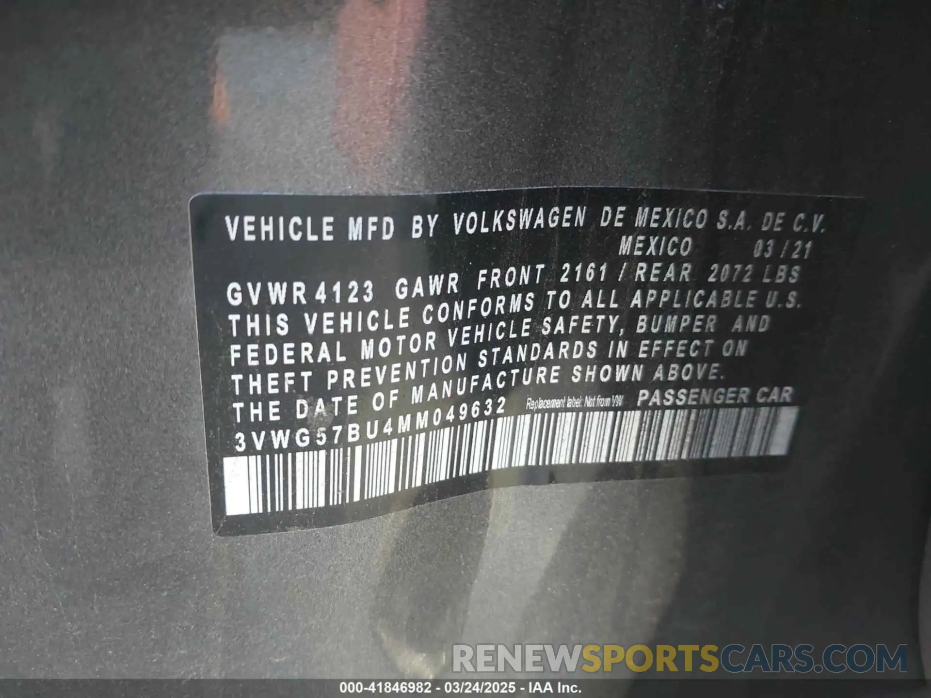 9 fotografías del automóvil dañado 3VWG57BU4MM049632 VOLKSWAGEN JETTA 2021