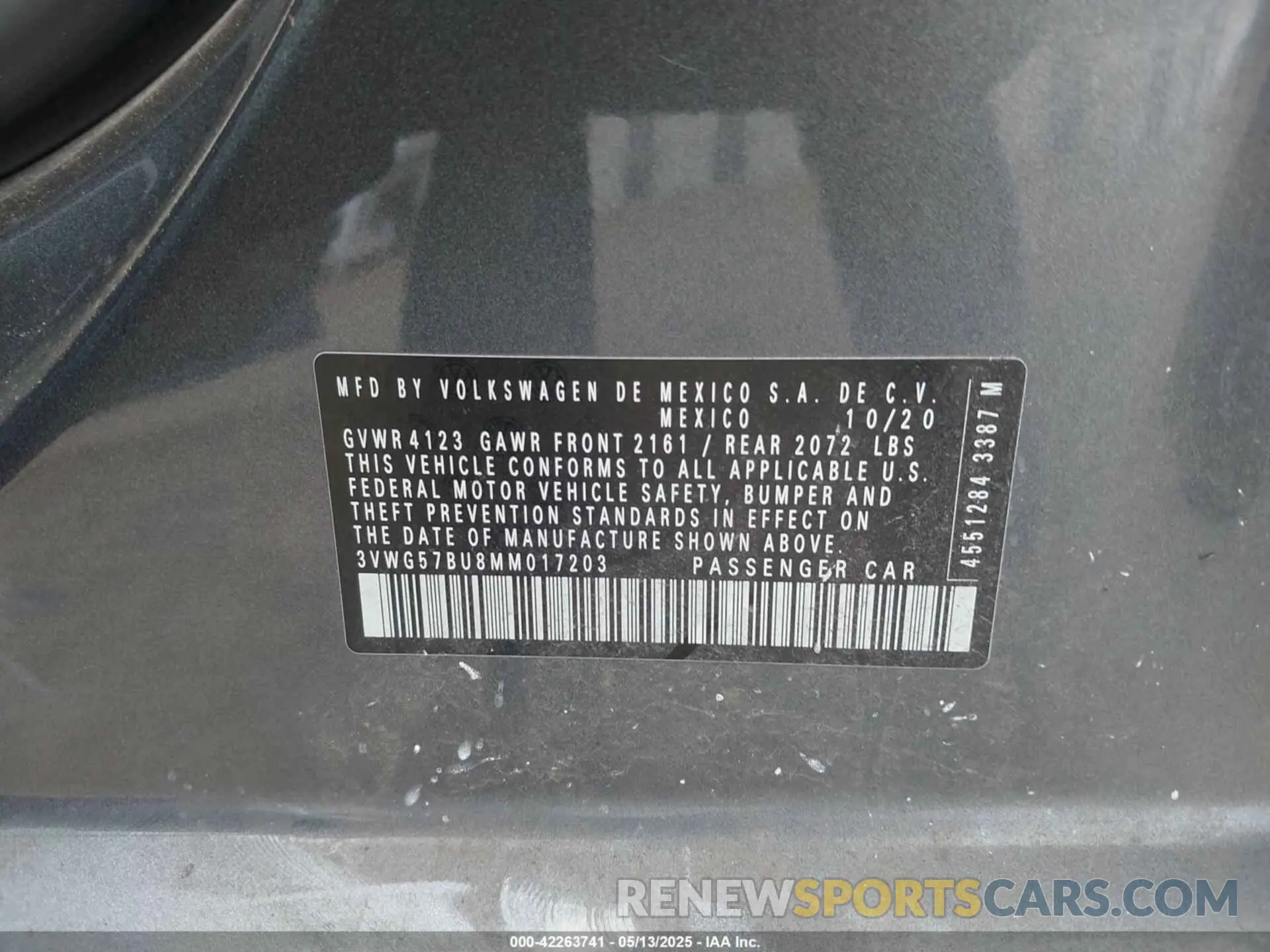 9 fotografías del automóvil dañado 3VWG57BU8MM017203 VOLKSWAGEN JETTA 2021