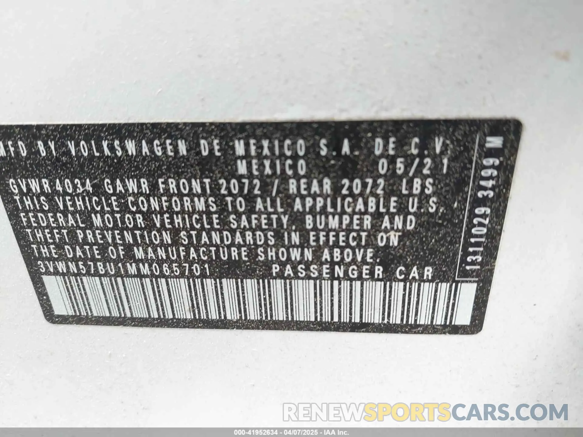 9 fotografías del automóvil dañado 3VWN57BU1MM065701 VOLKSWAGEN JETTA 2021