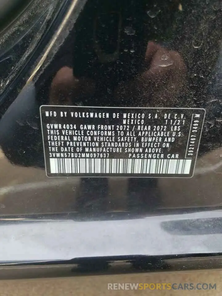14 fotografías del automóvil dañado 3VWN57BU2MM097637 VOLKSWAGEN JETTA 2021