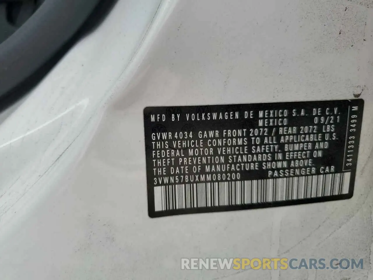 12 fotografías del automóvil dañado 3VWN57BUXMM080200 VOLKSWAGEN JETTA 2021