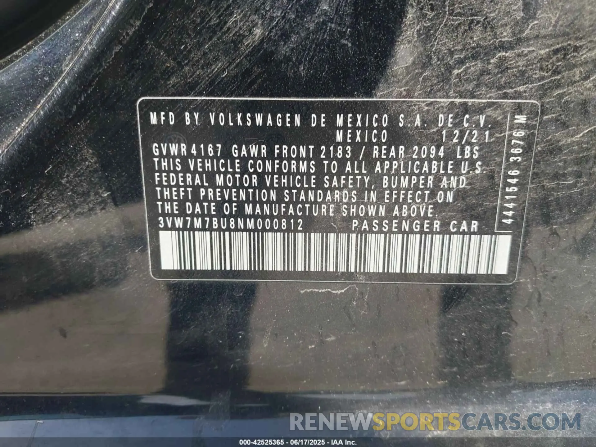 9 fotografías del automóvil dañado 3VW7M7BU8NM000812 VOLKSWAGEN JETTA 2022