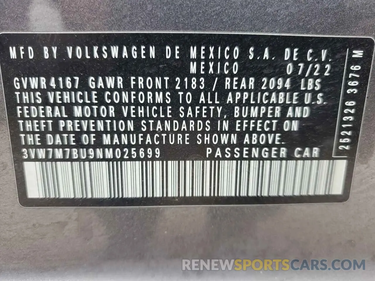 13 fotografías del automóvil dañado 3VW7M7BU9NM025699 VOLKSWAGEN JETTA 2022