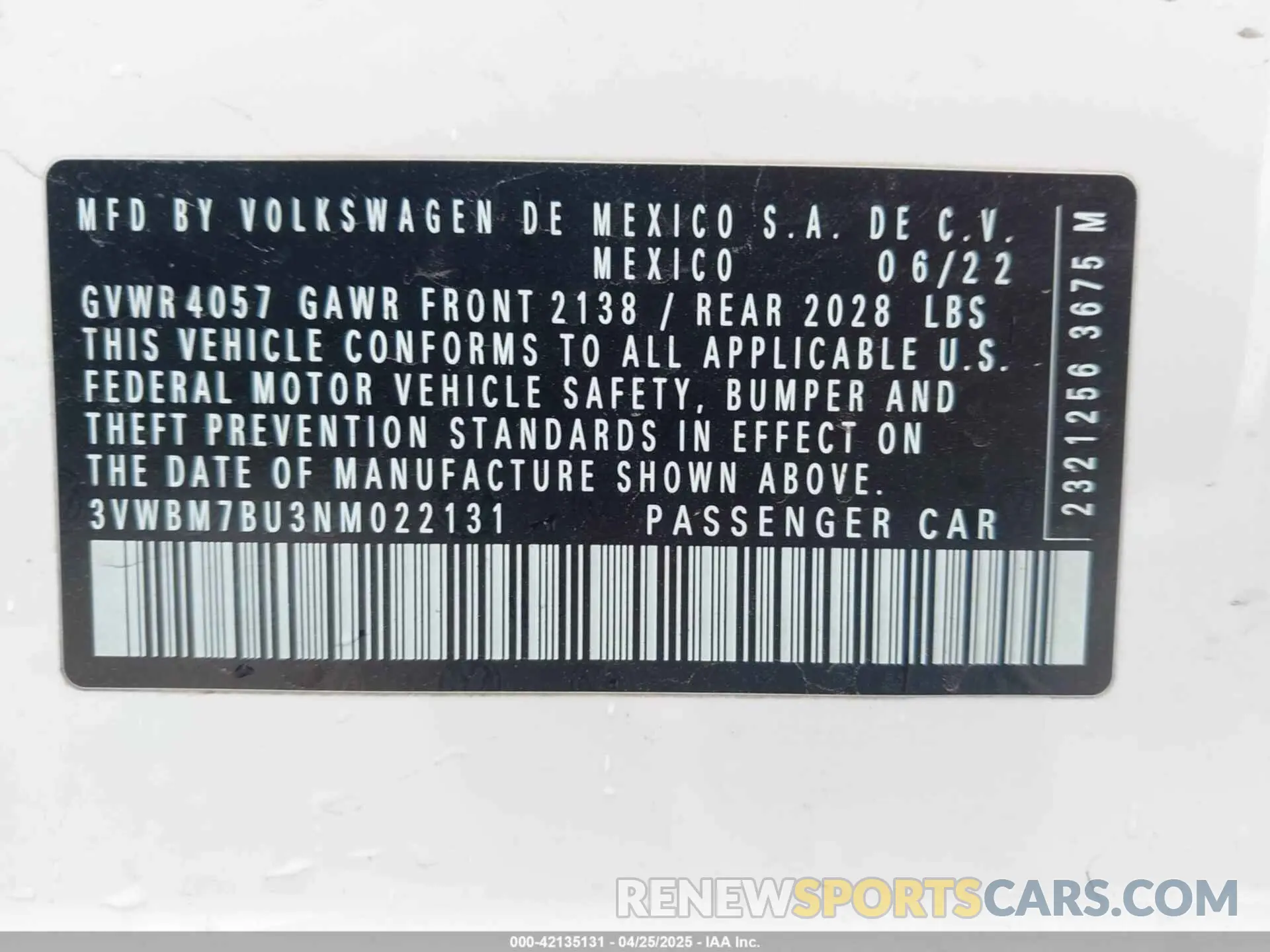 9 fotografías del automóvil dañado 3VWBM7BU3NM022131 VOLKSWAGEN JETTA 2022