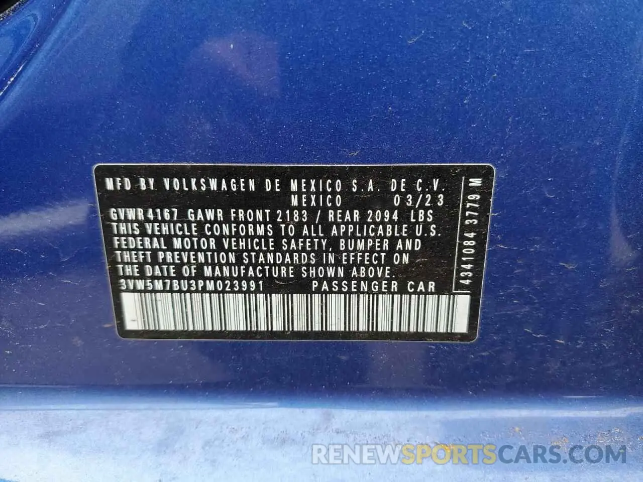 12 fotografías del automóvil dañado 3VW5M7BU3PM023991 VOLKSWAGEN JETTA 2023