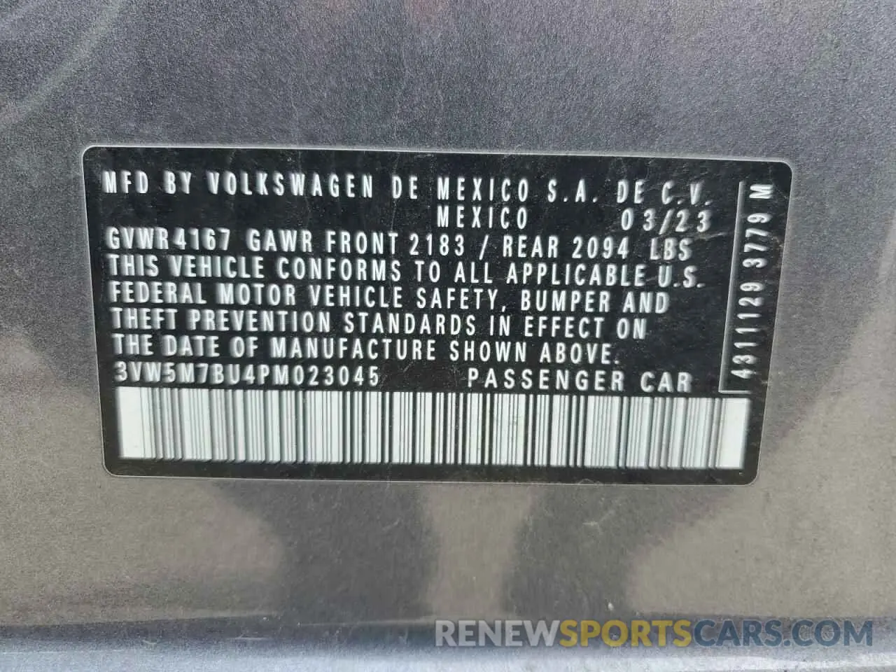 13 fotografías del automóvil dañado 3VW5M7BU4PM023045 VOLKSWAGEN JETTA 2023